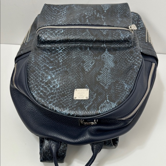 ?Authentic MCM Snakeskin Embossed Visetos Studded Medium Stark Backpack? main image 13